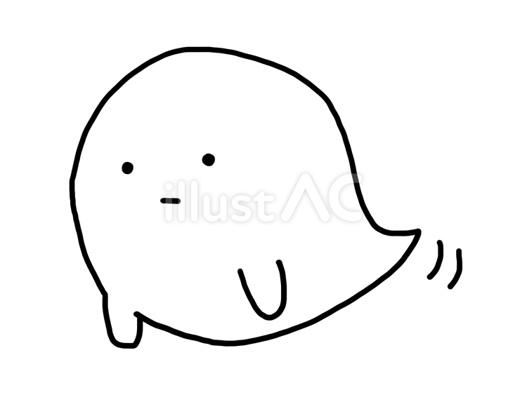 浮遊するかわいいおばけの線画 おばけ,浮遊,幽霊のイラスト素材