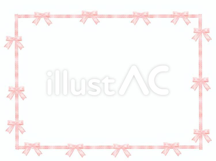 りぼんのフレームピンク 枠,りぼん,装飾のイラスト素材