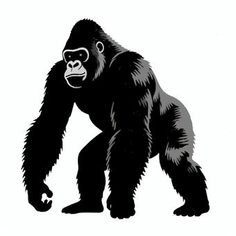 オラウータンのシルエット オラウータン,動物,森,野生,自然,リアル,強いのイラスト素材