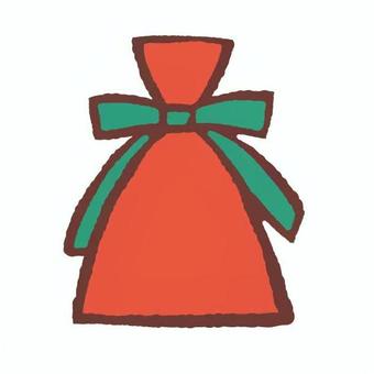 プレゼント 12月25日,冬,クリスマス,袋,リボン,プレゼント,包み,丸い形,立つ,赤色のイラスト素材