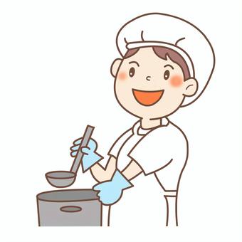 給食さん 給食,栄養士,調理師,コック,白衣,料理,調理のイラスト素材