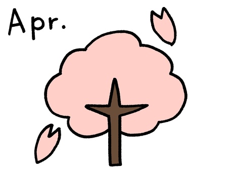 4月のカレンダー挿絵（月・英語表記） 4月,桜,お花見,春,カレンダー,暦,月,年間,スケジュール,季節のイラスト素材