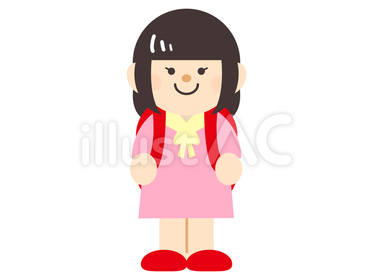 小学生 入学式,女の子,少女のイラスト素材