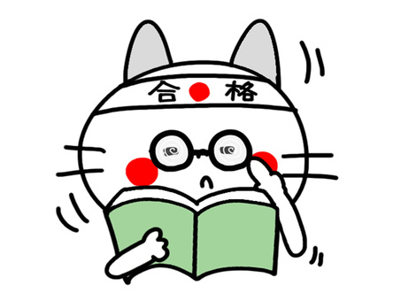 合格を目指す猫