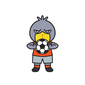 サッカーボールで気合をいれるハシビロコウ サッカーボール,ボール,サッカー部,部活動,部員,運動部,球技,部員募集,メンバー募集,練習のイラスト素材
