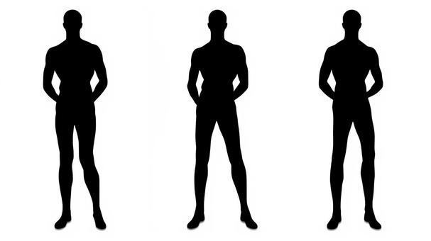 男性　シルエット シルエット,モデル,全身,体型,影,白黒,モノクロ,人物,ポーズ,人のイラスト素材