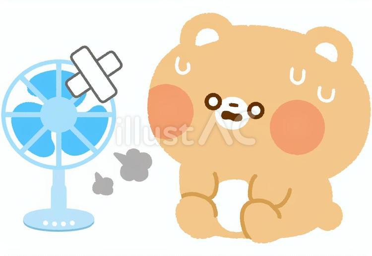 扇風機が壊れたくま 扇風機,家電,故障のイラスト素材