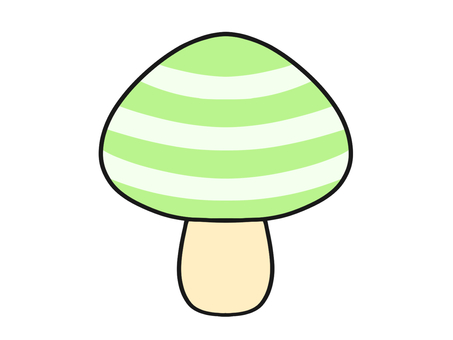 緑のシマシマのキノコのイラスト 食べ物,野菜,キノコ,山,軸,かわいい,シマシマのイラスト素材