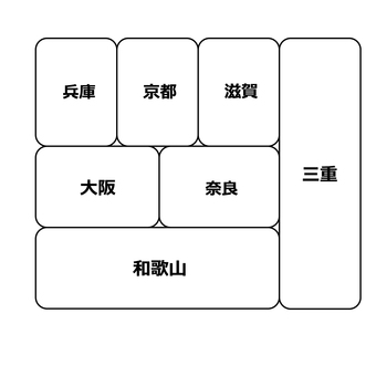 地図　2府5県（シンプル） 2府5県,二府五県,地図,関西,近畿,地方,関西地方,近畿地方,大阪,兵庫のイラスト素材
