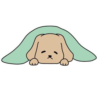 眠るわんこ 眠るわんこ 犬,睡眠,寝る,昼寝,ごろごろ,防寒,毛布,ブランケット,緑,ふんわりのイラスト素材