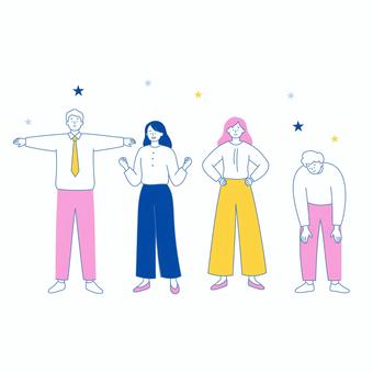 準備運動で気合を入れるビジネスチーム