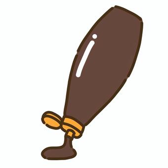 黄色の蓋と中身を出しているソース４ ソース,調味料,焦げ茶,食べ物,茶,黄色のイラスト素材