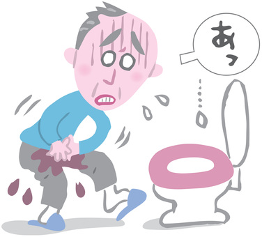尿漏れ 尿漏れ,粗相,漏らす,失敗,ミス,焦る,慌てる,トイレ,便器,高齢者のイラスト素材