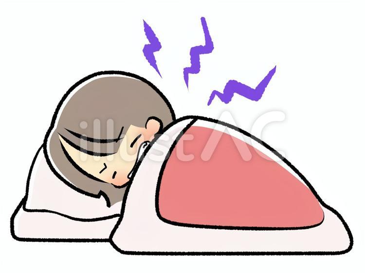 女性-歯ぎしり-全身220104 女性,寝る,歯ぎしりのイラスト素材