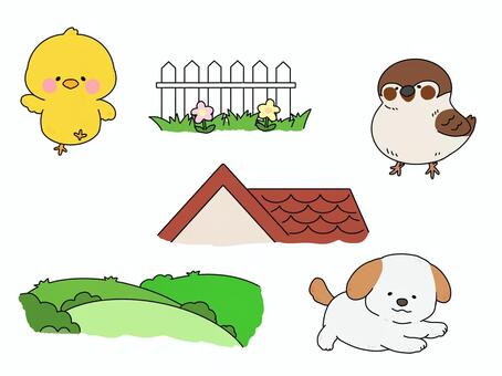 Illustration, chick, court, sparrow, 