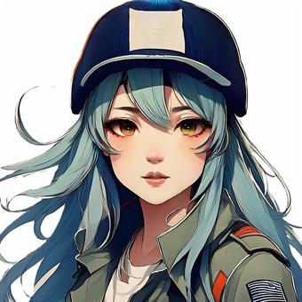 青い髪の美少女