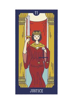タロット_11正義_手描きイラスト タロット,tarot,正義,人物,占い,カードのイラスト素材