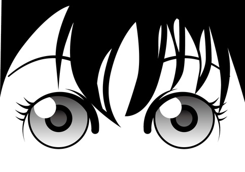 瞳女子　 瞳,女子,目,前髪,アニメ,漫画,顔,パーツ,上目,視線のイラスト素材