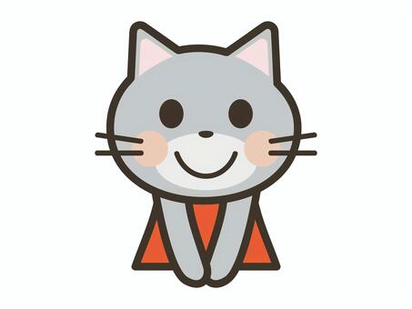 礼儀正しく挨拶するかわいい猫の上半身 猫,挨拶,礼儀,感謝,かわいい,ありがとう,動物,キャラクター,丁寧,笑顔のイラスト素材