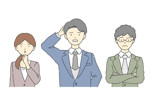 会社員(カラー)　困った 会社員,サラリーマン,新入社員,新卒,社員,会社,スタッフ,新人,ビジネス,営業のイラスト素材