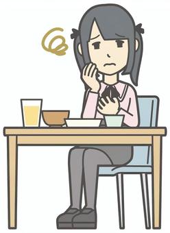  地雷系女子-452-全身 胃もたれ,地雷系,女性,女の子,ツインテール,人物,かわいい,食事,食欲,不味いのイラスト素材