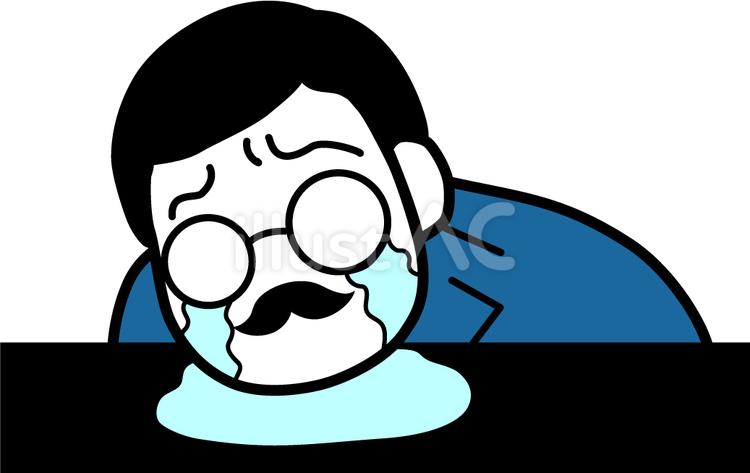 机で泣いている男性会社員 泣く,涙,流すのイラスト素材