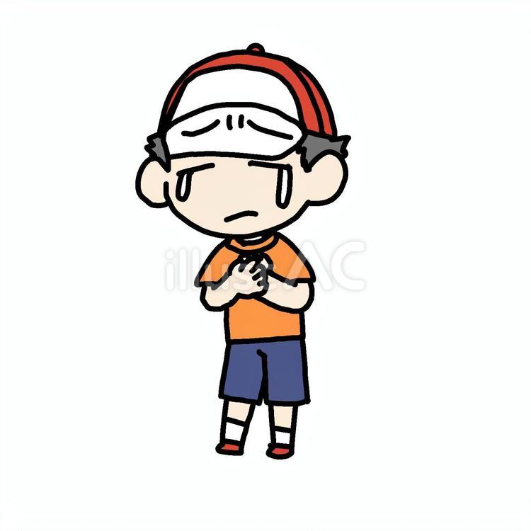 悲しみで胸を押さえる少年 小学生,胸,悲しいのイラスト素材
