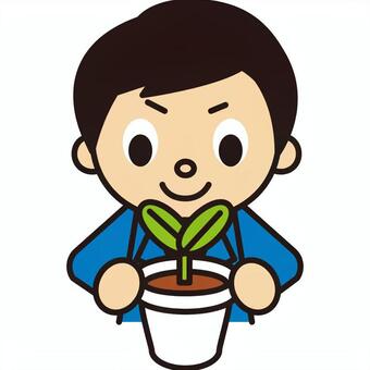 Young male employee, flowerpot, JPG Young male employee, flowerpot, , JPG