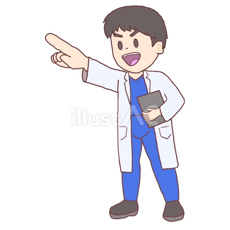 指示をする男性医師 指示,指差し,そこのイラスト素材
