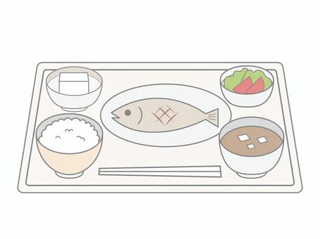 定食のイメージ（魚） 食事,食べ物,定食,朝食,昼食,夕食,魚,焼き魚,ごはん,味噌汁のイラスト素材