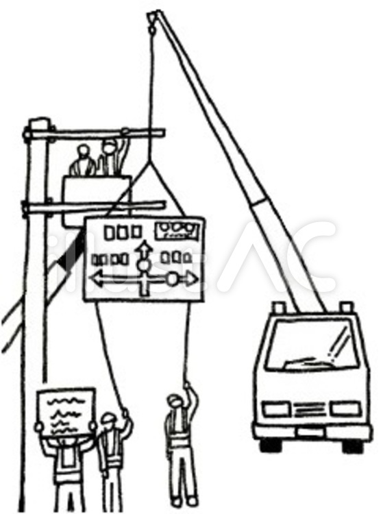 道路標識設置工事 標識,設置,道路のイラスト素材