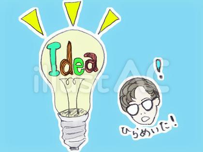 アイデアの電球と閃いた人
