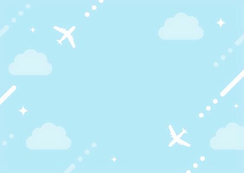 飛行機と雲の背景、旅行・旅の背景素材02 飛行機,旅行,背景,旅,空,青空,雲,航空機,キラキラ,幾何学のイラスト素材