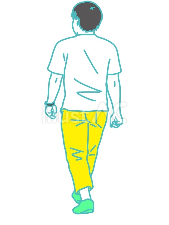 歩く男性の後ろ姿 男性,背面,ズボンのイラスト素材
