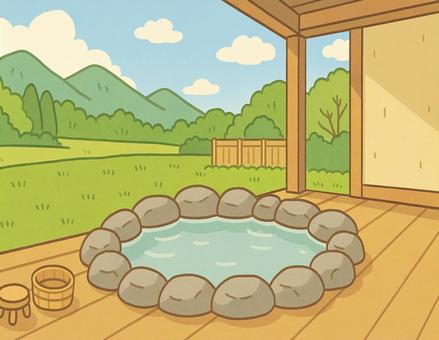 自然と一体感 露天風呂の風景