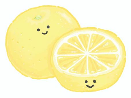 グレープフルーツのイラスト（顔つき） グレープフルーツ,フルーツ,果物,かわいい,顔,表情,柑橘,夏,トロピカル,ナチュラルのイラスト素材