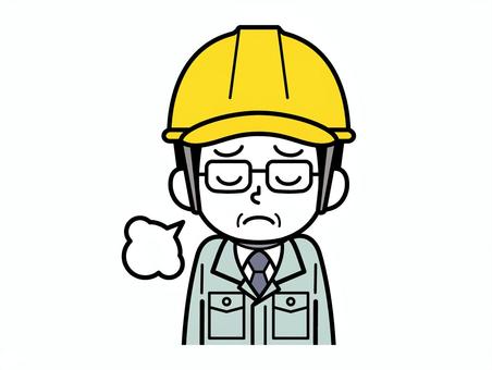 Depressed middle-aged site supervisor, male, middle aged, site supervision, JPG, PNG and AI