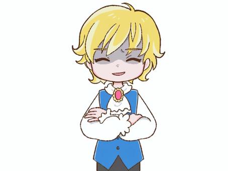 黒い笑みの令息 笑顔,黒い笑み,腹黒,苦笑い,令息,性悪,裏の顔,呆れる,腕組み,王子のイラスト素材