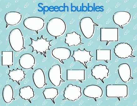 シンプルな破線版ズレの吹き出しのセット 吹き出し,ふきだし,フキダシ,手書き,吹き出す,フレーム,あしらい,飾り罫,線画,シンプルのイラスト素材