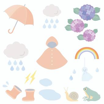Illustration, rain, motif, set, 