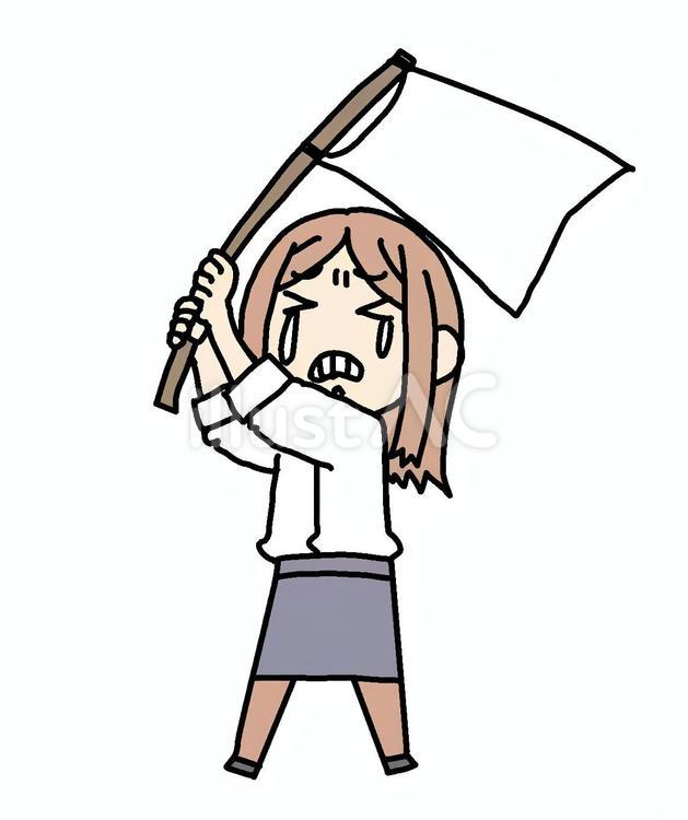 泣いて旗を振る女性 女性,旗,振るのイラスト素材