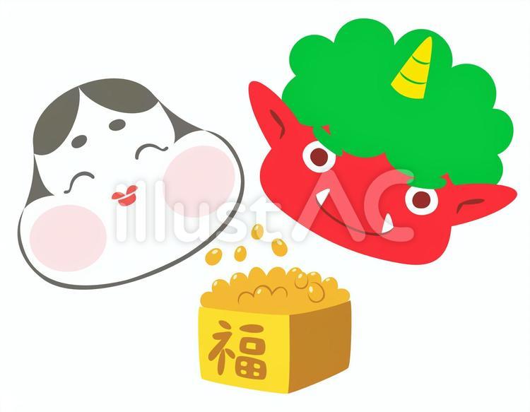 節分素材-5 節分,豆まき,鬼のイラスト素材