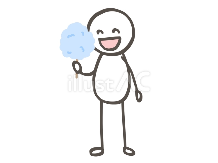 棒人間　水色のわたあめ 棒人間,人,わたあめのイラスト素材