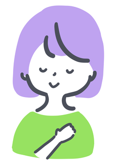 目を閉じて瞑想する女性 女性,瞑想,安心,リラックス,自己肯定感,メンタルヘルス,落ち着く,安堵,ほっとする,キャラクターのイラスト素材