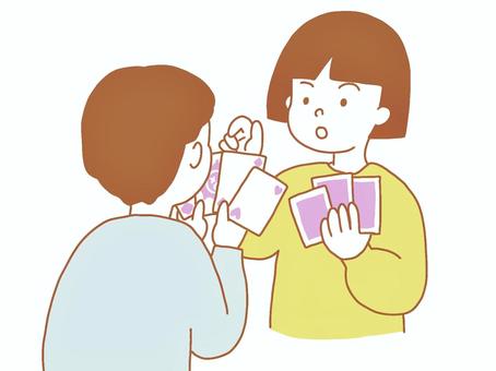 トランプをする子供 トランプ,遊び,室内,ババ抜き,子供,男の子,女の子,おかっぱ,かわいい,シンプルのイラスト素材