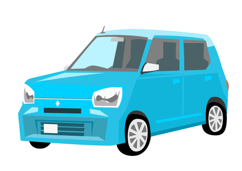 水色の軽自動車 車,軽自動車,水色,ブルー,運転,ドライブ,乗り物のイラスト素材