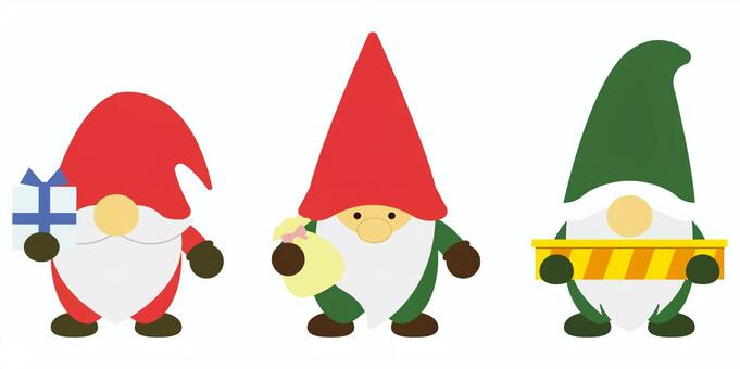 プレゼントを持ったサンタの小人の妖精 サンタ,サンタクロース,妖精,小人,サンタさん,クリスマス,トムテ,ニッセ,トントゥ,かわいいのイラスト素材