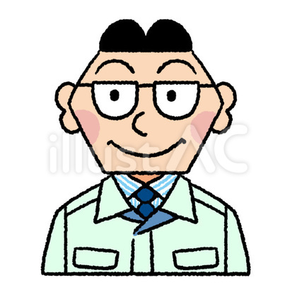 六角形の顔のおじさん