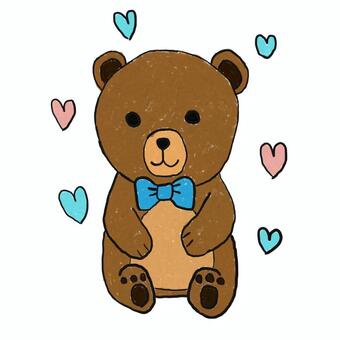 かわいい熊ちゃんのイラスト素材 熊,ハート,かわいい,ネクタイ,イラストのイラスト素材
