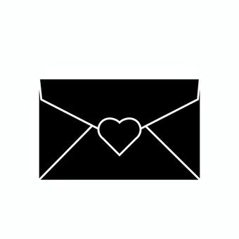 ラブレターのシルエット ラブレターのシルエット ラブレター,ハート,告白,封筒,ダイヤ貼,文房具,洋型封筒,手紙,事務用品,シルエットのイラスト素材